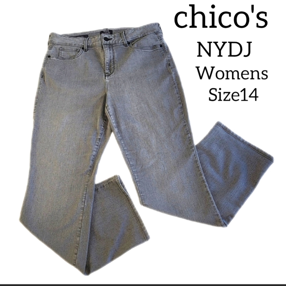 CHICOS NYDJ WOMENS JEANS SIZE 14  STRAIGHT LIFT X TUCK TECHNOLOGY MAKE AN OFFER!